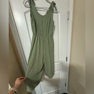 Linen Blend Cropped Jumpsuit